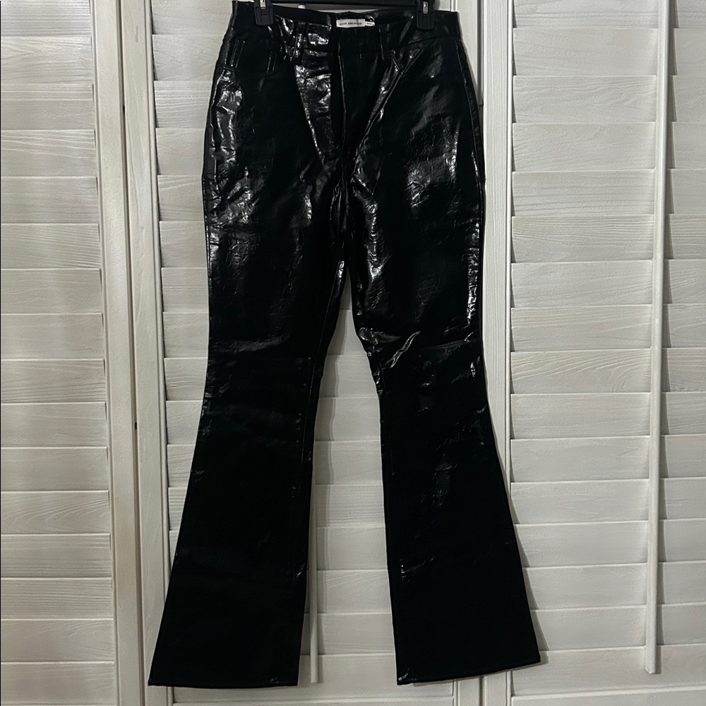 Good American faux patent leather black jeans